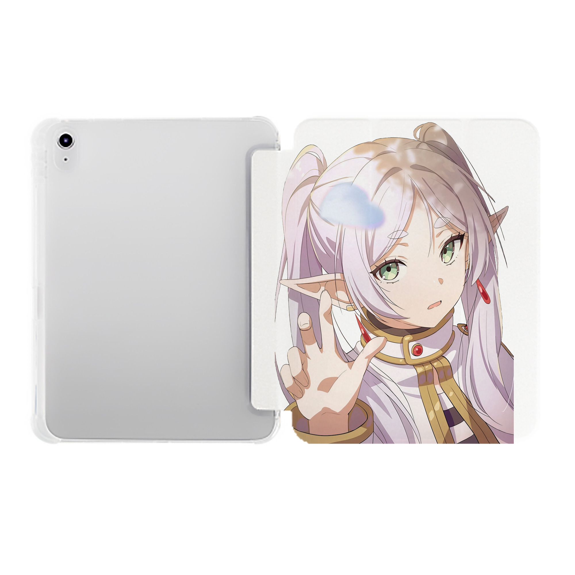 （画像用） 葬送のフリーレン Frieren IPad ケース ペン収納付き 三つ折りスタンド PUレザー×シリコン 対応機種9.5/10.5/10.9インチ